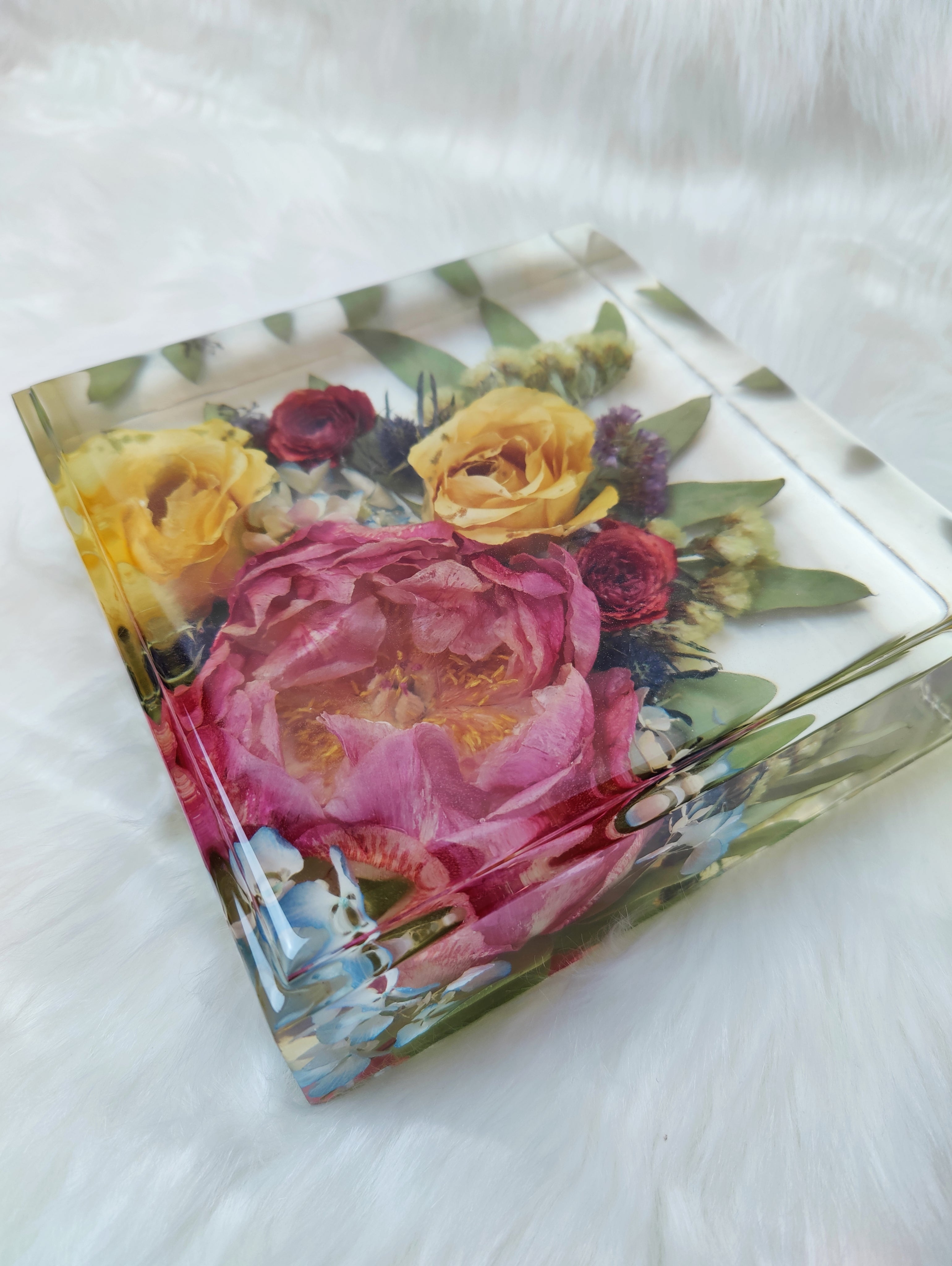 Personalized Bridal Flower Bouquet in 3D resin Blocks