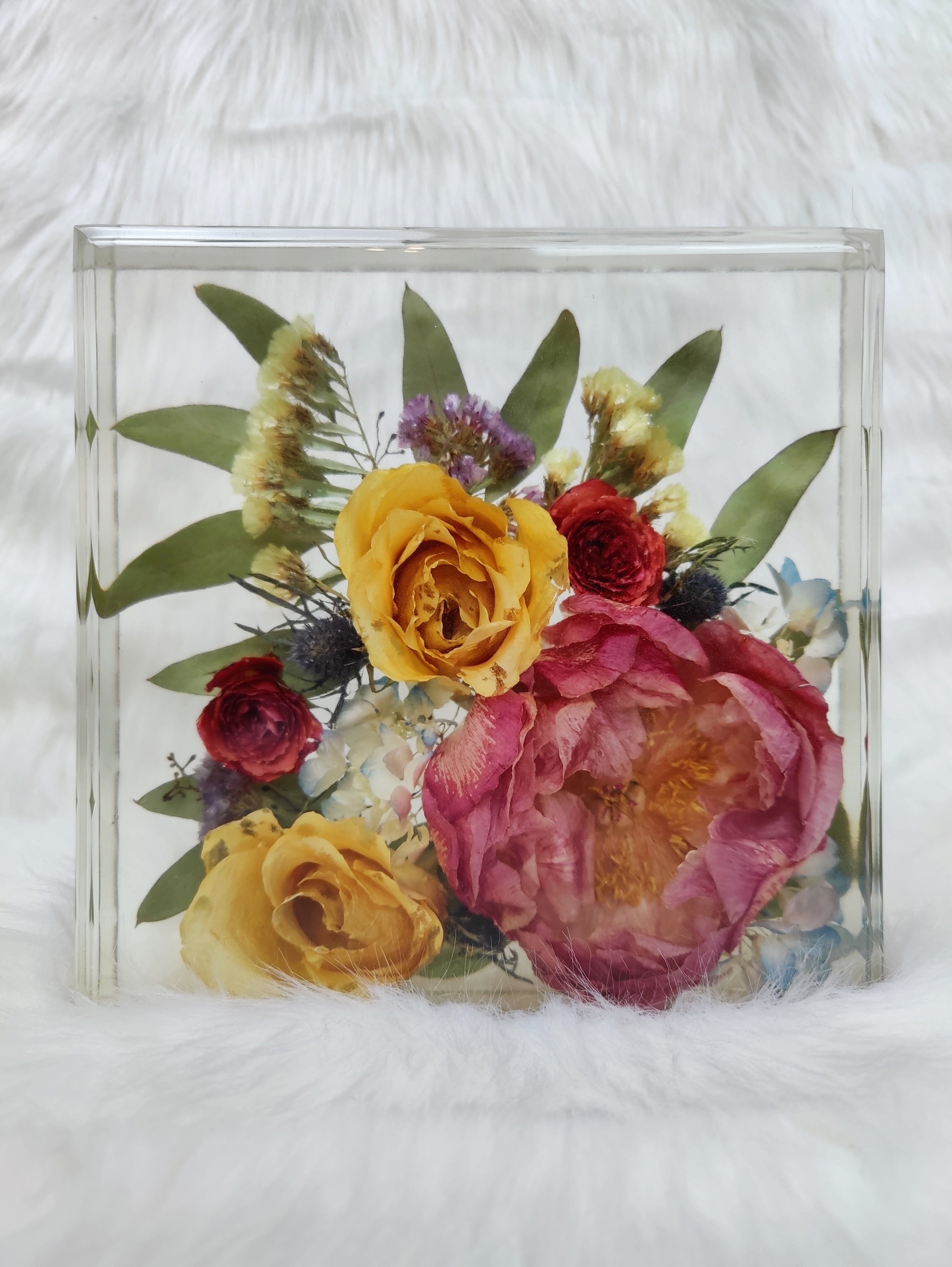 Personalized Bridal Flower Bouquet in 3D resin Blocks