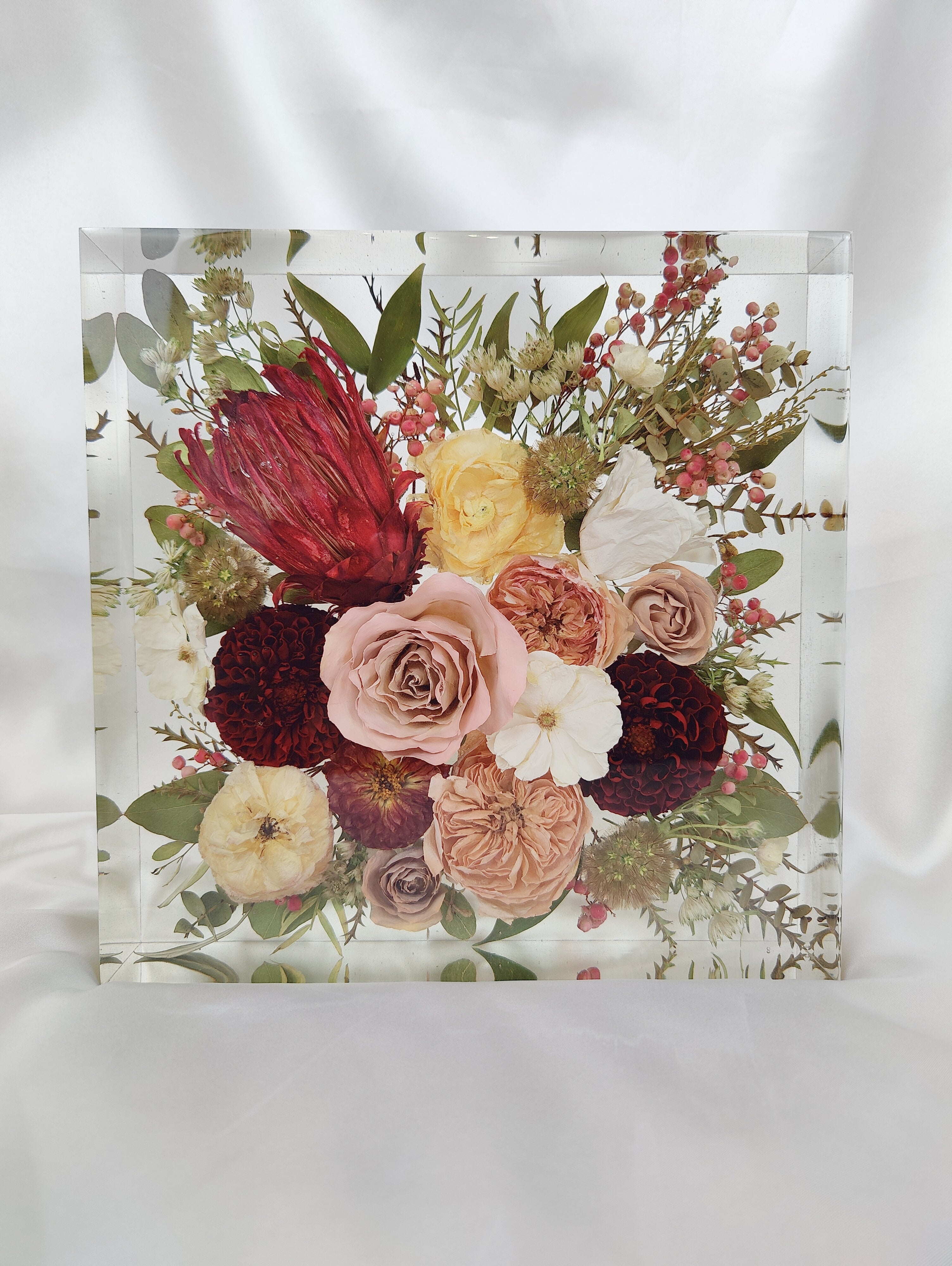 Personalized Bridal Flower Bouquet in 3D resin Blocks