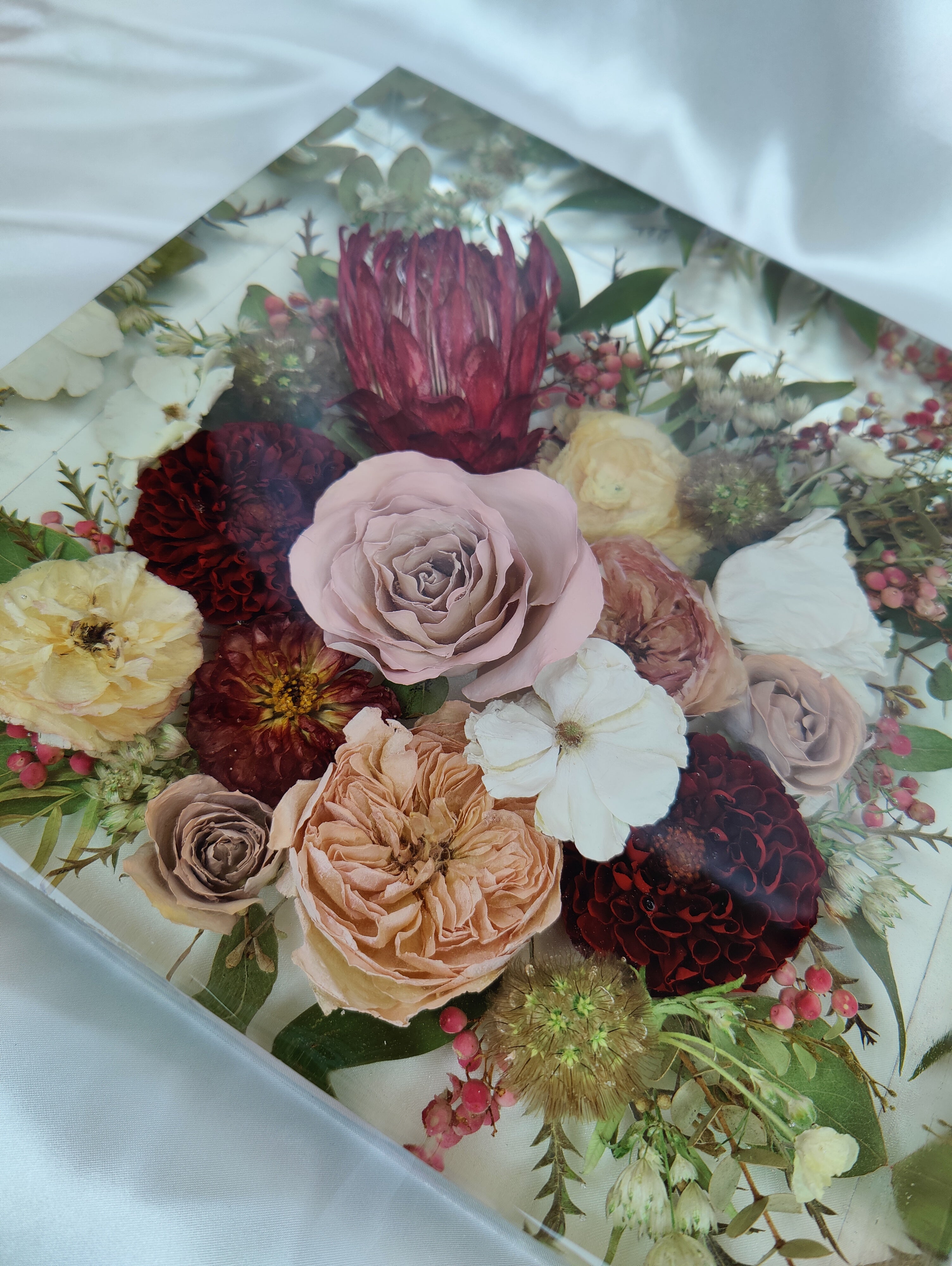 Personalized Bridal Flower Bouquet in 3D resin Blocks