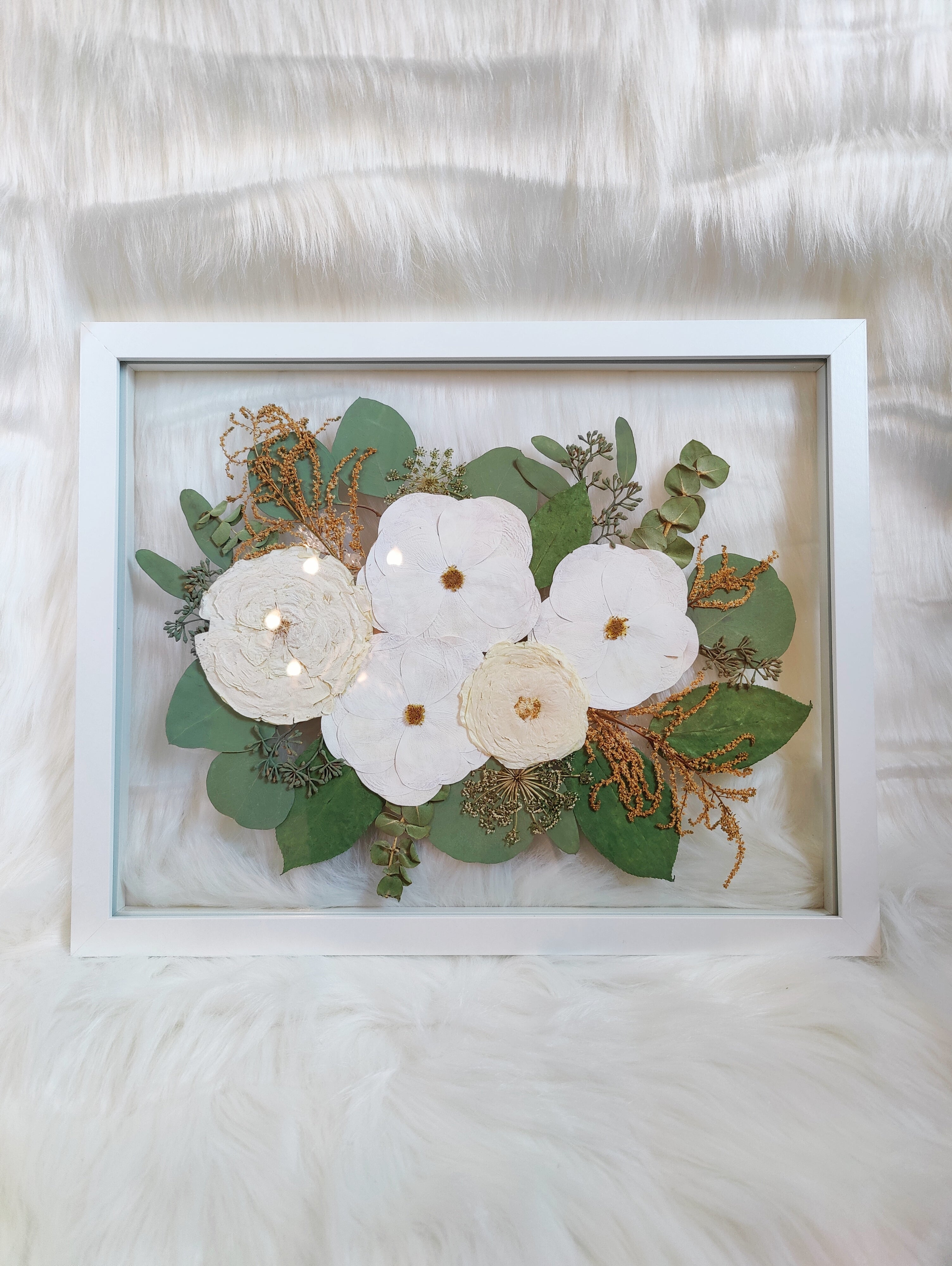 Pressed and Framed Floral Bouquet as a decorative piece